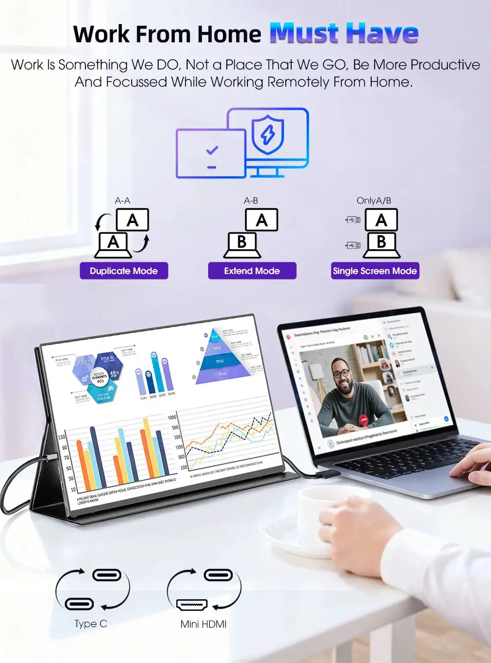 UPERFECT 2.5K Portable Monitor 16" QLED 2560x1600 100%sRGB HDR USB-C HDMI Second Laptop Computer Gaming Display Travel Screen