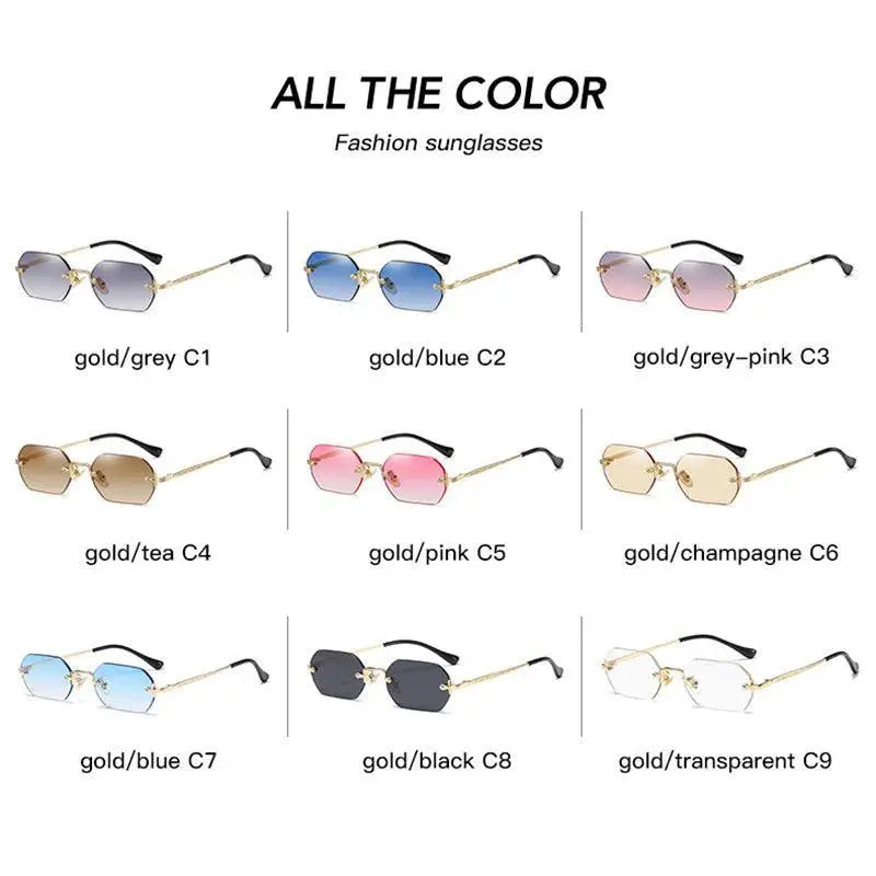 Unisex Rimless Rectangle Sunglasses UV400 Protection - OurLum.com