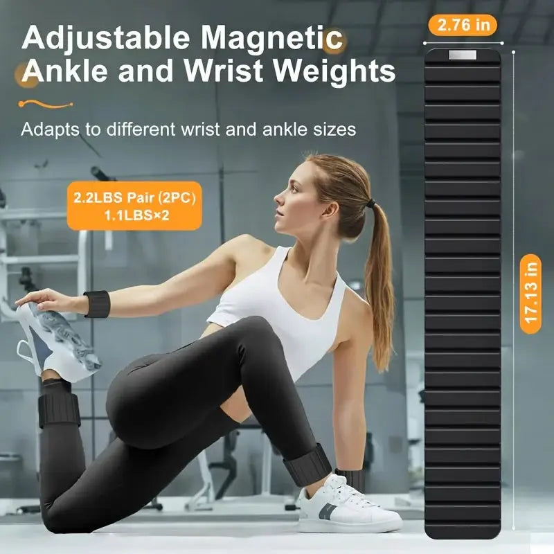 New Magnetic Wrist Weights, 1 Kg Ankle Weights for Women Men, 2 Pack Stackable, Ideal for Jogging/Yoga & More, Great Gift Idea
