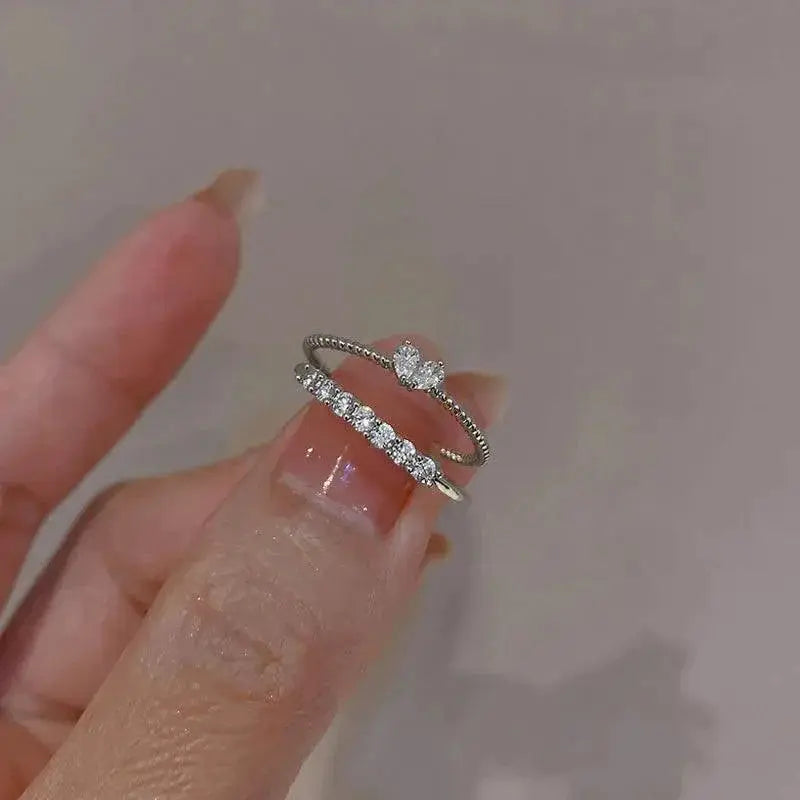 Heart Shaped Zircon Ring Mood Tracker Elegant Wedding Band