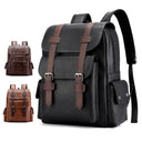 Men Backpack PU Leather Bagpack Large Laptop Backpacks