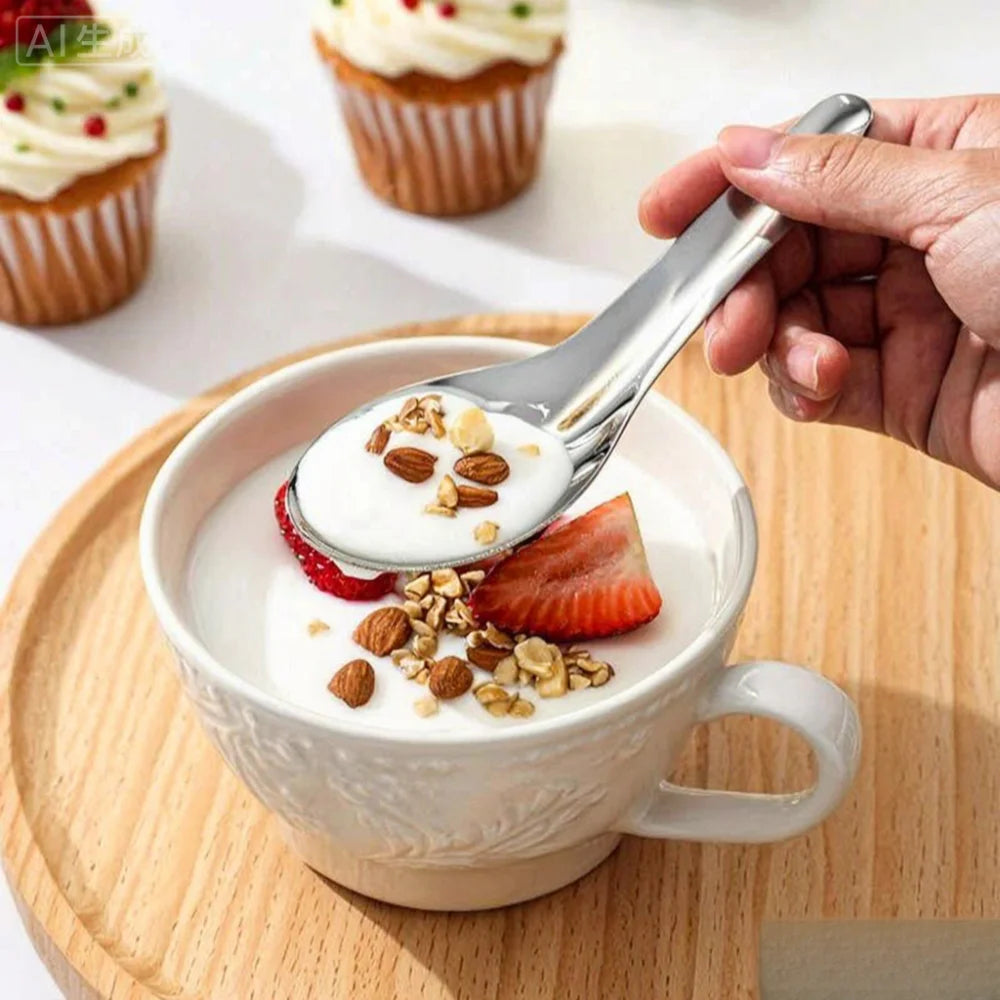 Flat-Bottom Stainless Steel Spoon, Horse-Head, for Ice Cream — product view 8