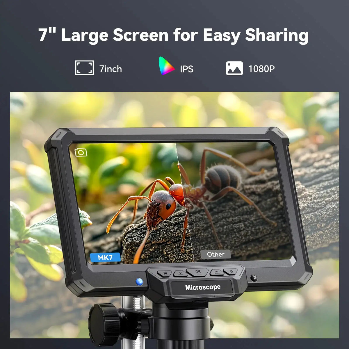 7inch Digital Microscope 1200X Magnification for Coin PCB Circuit Repair 16MP HD Soldering Microscope with Lights, PC View