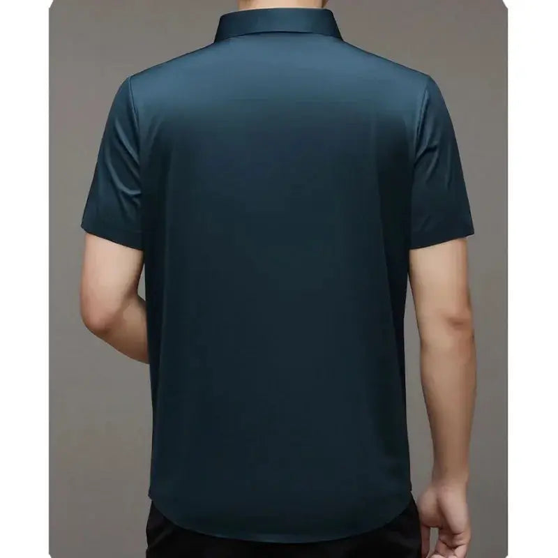 Luxurious Mulberry Silk Men Short Sleeve Business Shirt