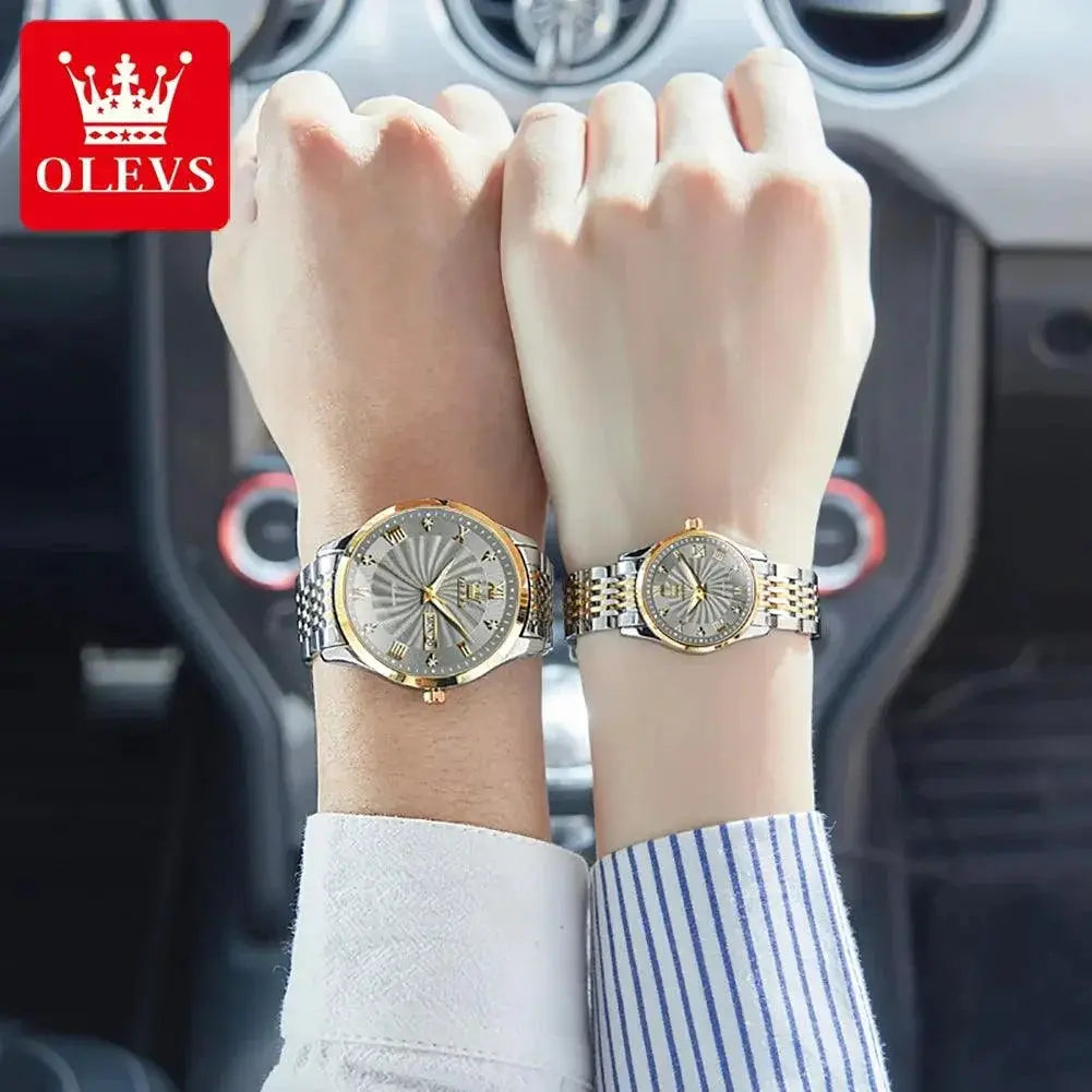 Olevs Couple Watches Waterproof Timepieces For Couples