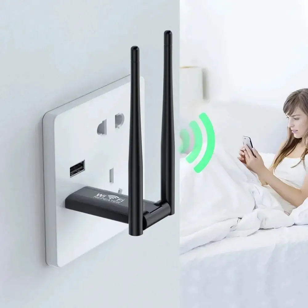 KEBIDUMEI Wireless 2.4G 300Mbps USB WiFi Repeater Extender Signal Amplifier Booster Long Range Router Home Network Extension
