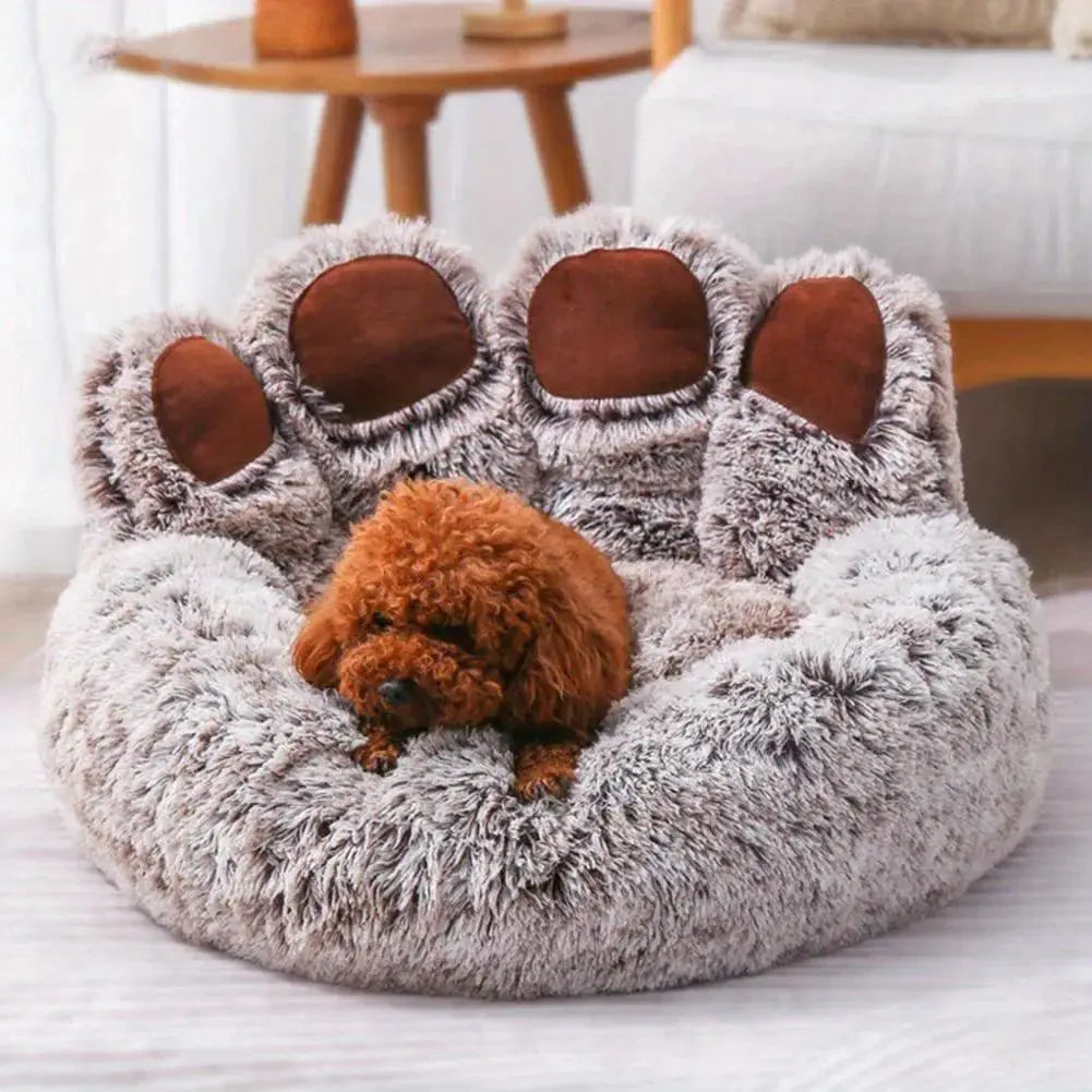 Bear Paw Shape Pet Sofa Bed With Soft Fluffy Cushion