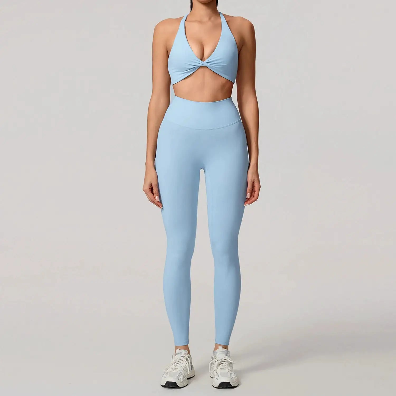 New Summer 2Pcs Women's Quick-Dry Sports Set V-Shaped Bra Female Sleeveless Yoga Outfit Gym Two-Piece Woman Sport Clothes