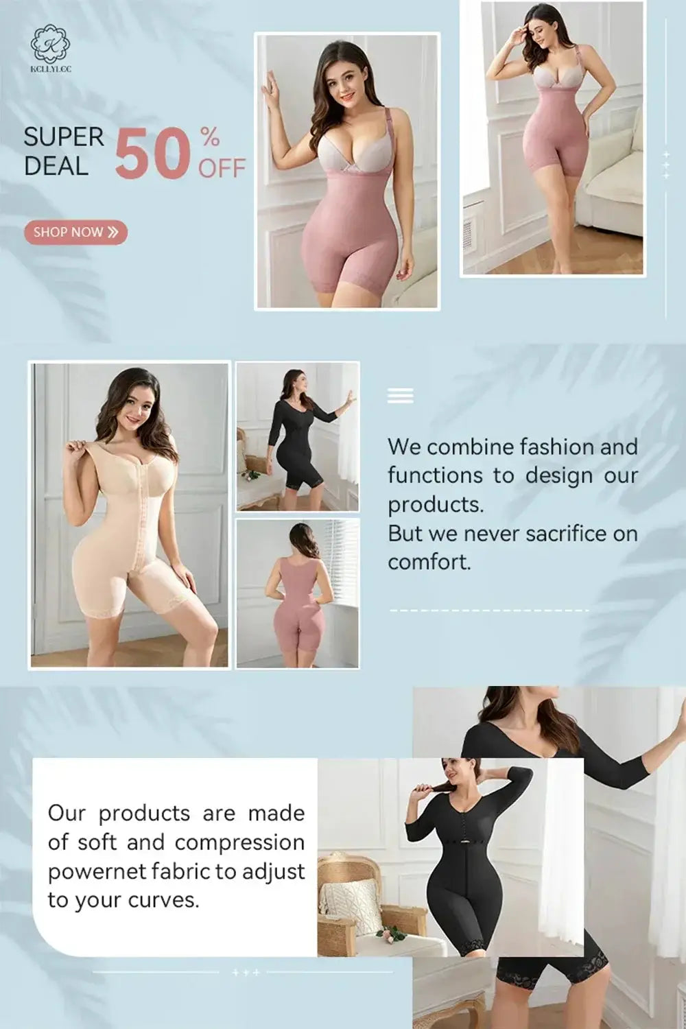Open-Breasted Adjustable Shapewear Bodysuit For Women