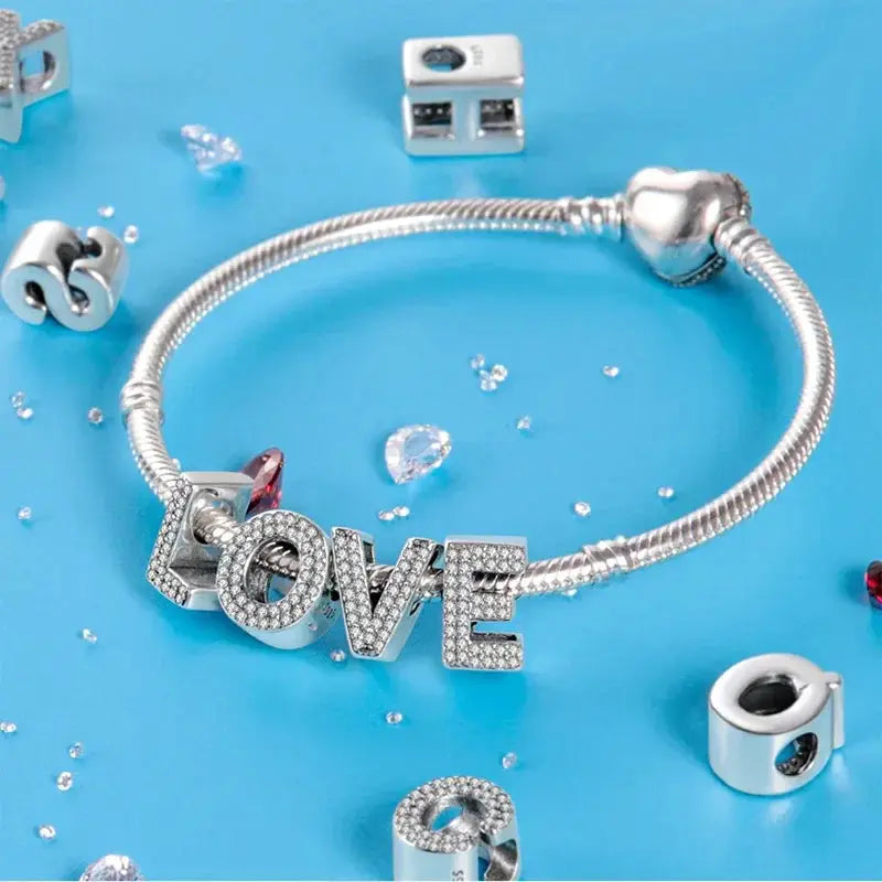 26 Letters Charm Beads For Pandora 925 Silver Bracelet