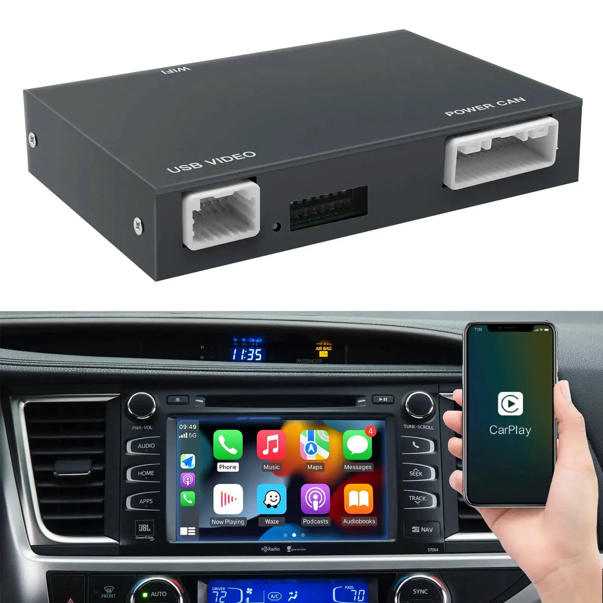 Wireless Carplay Android Auto For Toyota Yaris RAV4 Corolla Aygo Tacoma Camry C-HR Tundra Highlander 4Runner multimedi