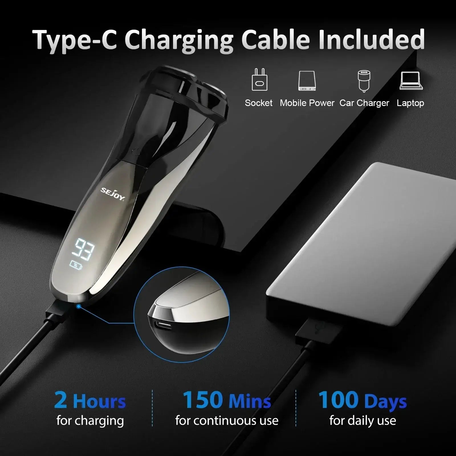 Sejoy 3D USB Rechargeable Electric Razor For Men Premium