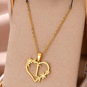 Golden Floral Heart Choker Necklace - Alphabet Jewelry