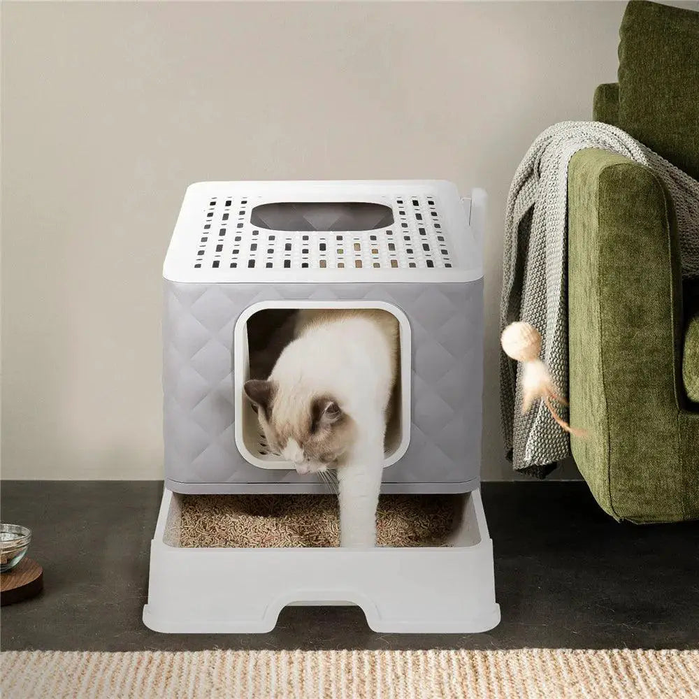 Foldable Cat Litter Box Large Pet Toilet Easy Clean Shovel