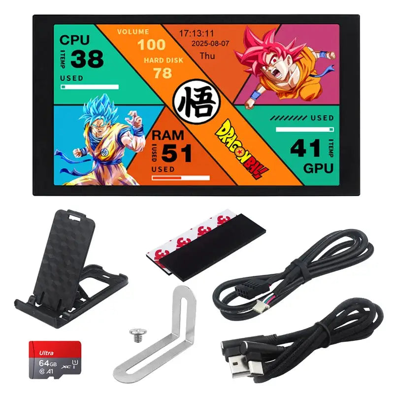 5.2 Inch IPS Secondary Screen New TURZX 1280x720 IPS Smart Screen USB-C Extended Screen CPU GPU RAM Monitor for Windows 11 10