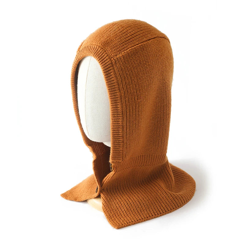 Cashmere Button Knit Balaclava Hat