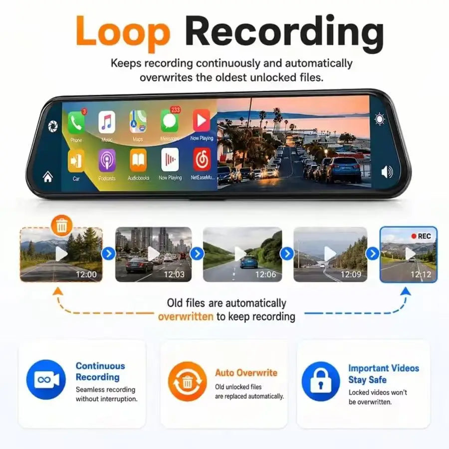 Ultrawide '' Rear View Mirror Camera with Carplay & Android — product view 6