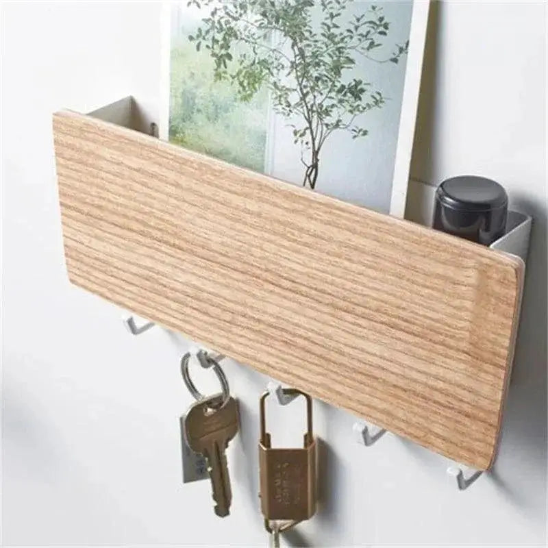 Bamboo Wall Key Hanger Stylish Organizer Hooks For Home