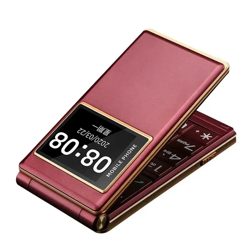 Foldable Flip Senior Phone Dual Display Large Key SOS