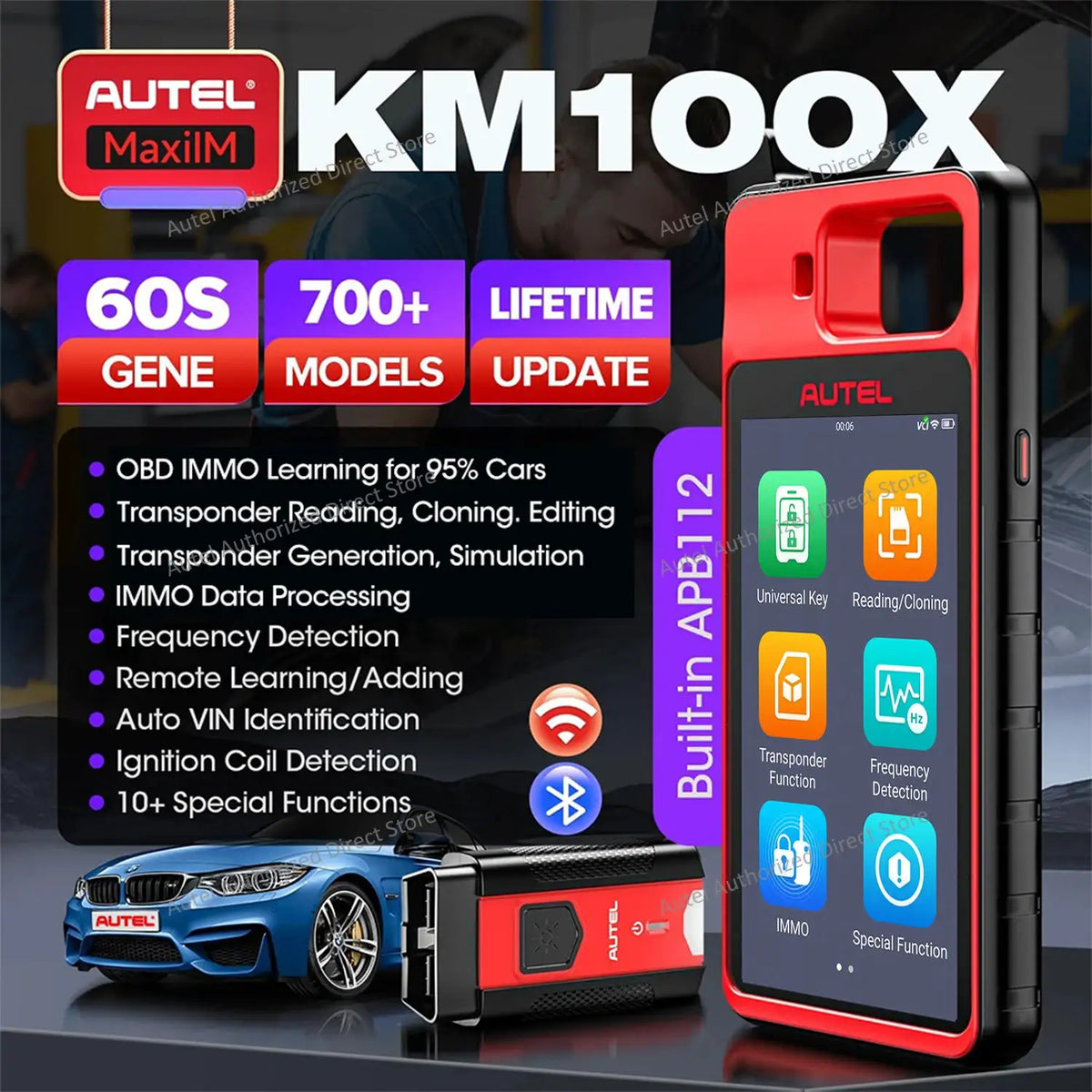 Autel MaxiIM KM100X Universal Key Generator KM100 Key Fob Programming Tools Immobilizer 60s Key Generation Lifetime Free Update