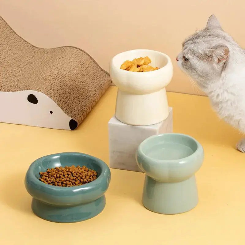 Ceramic Elevated Pet Feeding Bowl for Cats and Dogs