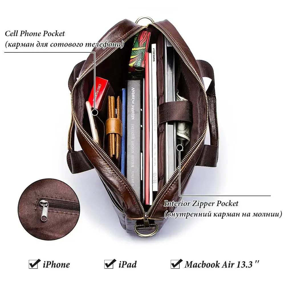 Premium Leather Briefcase For Men Professional Business Bag