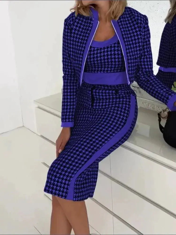 Elegant Office Lady Jacket Dress Set Professional Ensemble