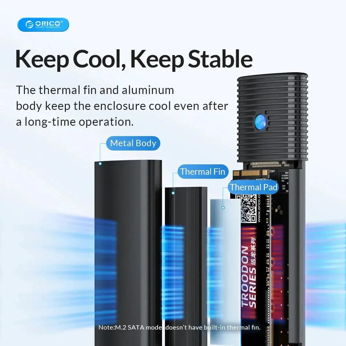 Orico M2 NVMe SSD Enclosure 10Gbps PCIe Tool Free Case