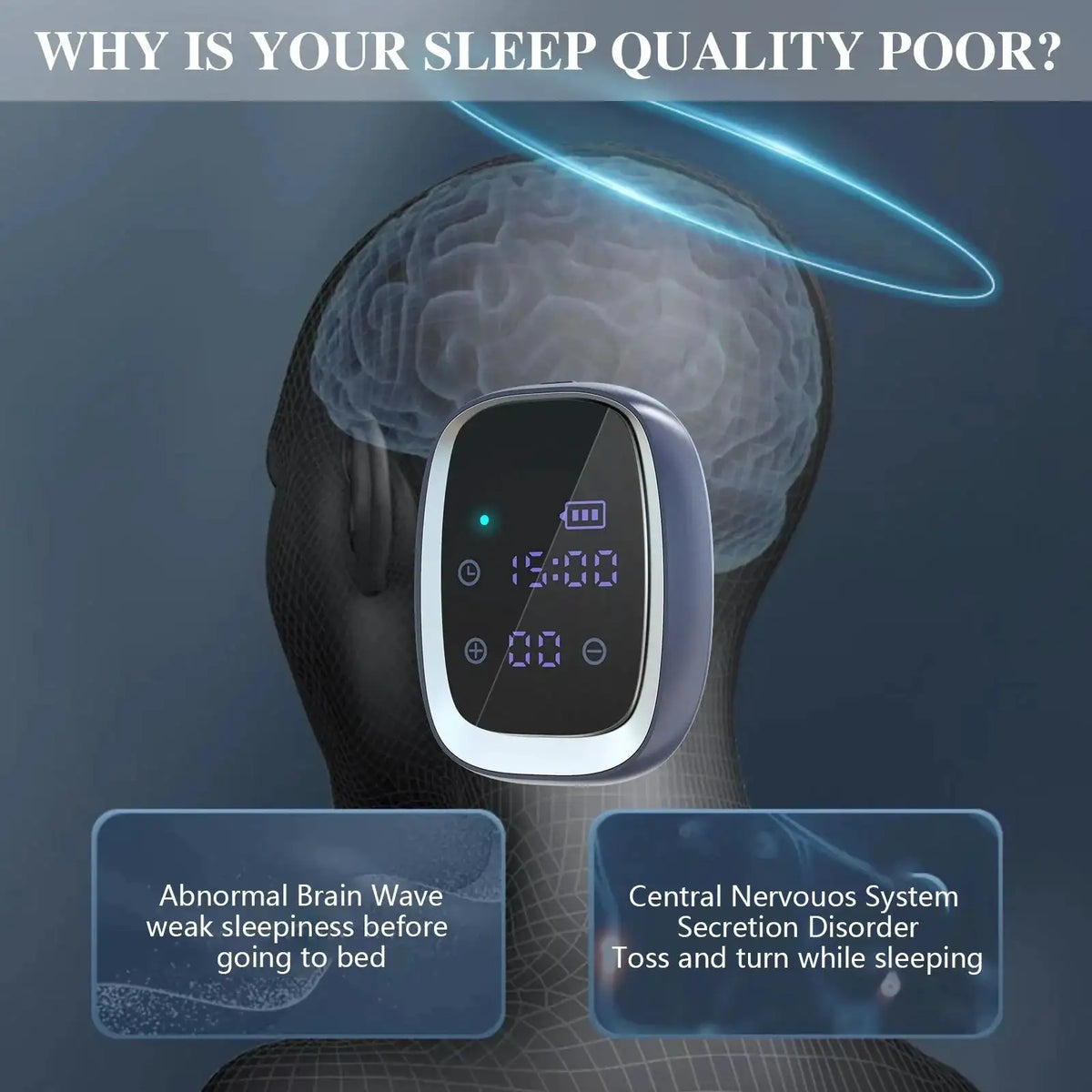 35 Levels EMS Sleep Aid Device CES Microcurrent Pulse Therapy for Adults Insomnia Relief Anxiety Stress Release Handheld Hypnosis Instrument Portable Electric Mind Relaxation Massager Sleeping Health Care Device