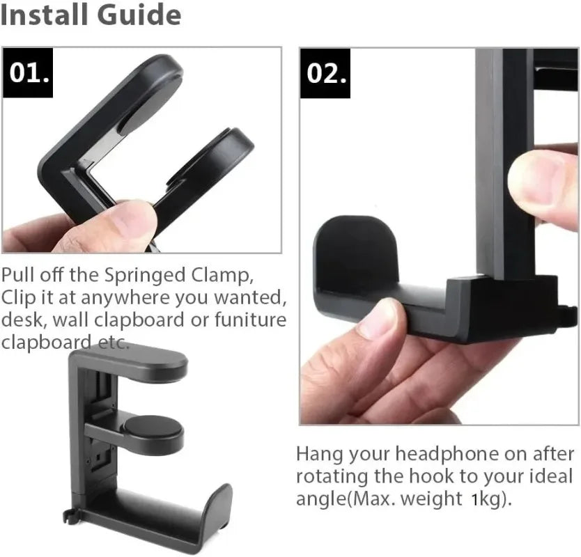 Rotating Table Clip Headphone Hook