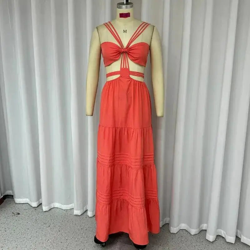 Bohemian Summer Maxi Dress Backless Beach Attire For Parties