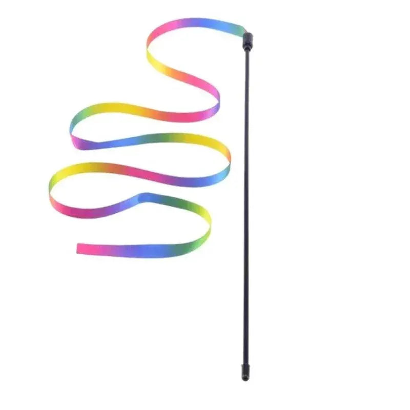 Rainbow Strips Cat Teaser Wand Interactive Toy For Cats