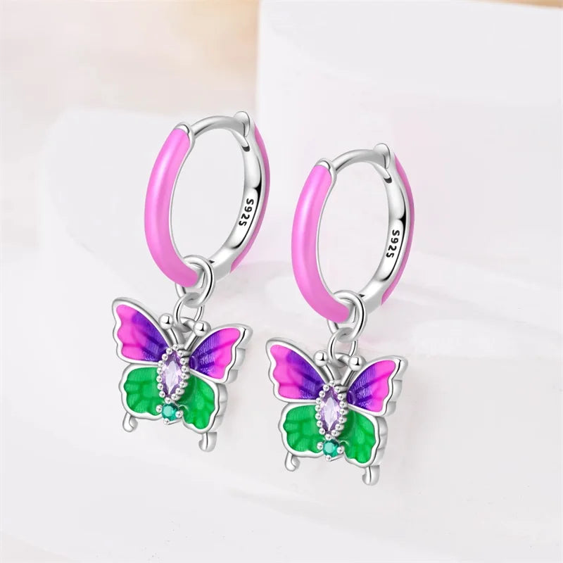Sterling Silver Bee Butterfly Pink