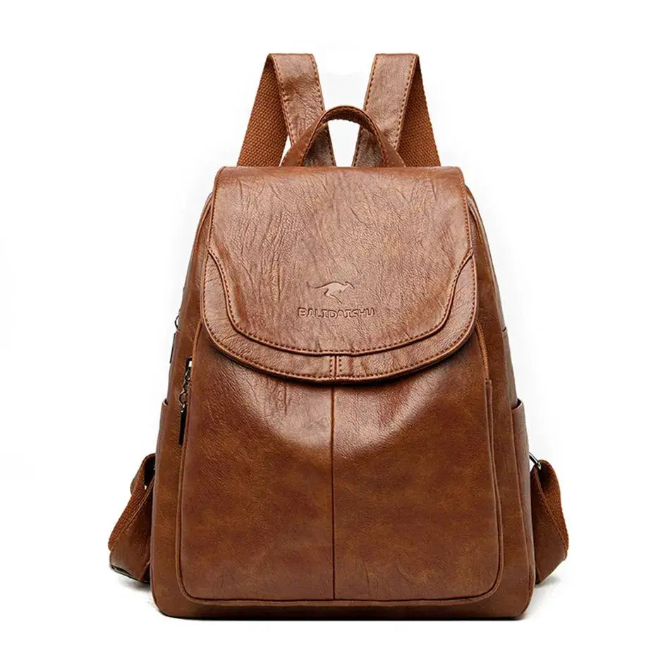 Women Large Capacity Leather Backpack Purse Vintage Style