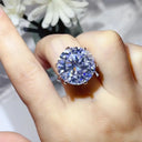 Colored Moissanite Six Claws Sterling Silver Ring