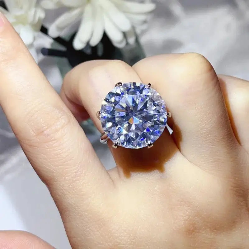 Colored Moissanite Six Claws Sterling Silver Ring — product image 7