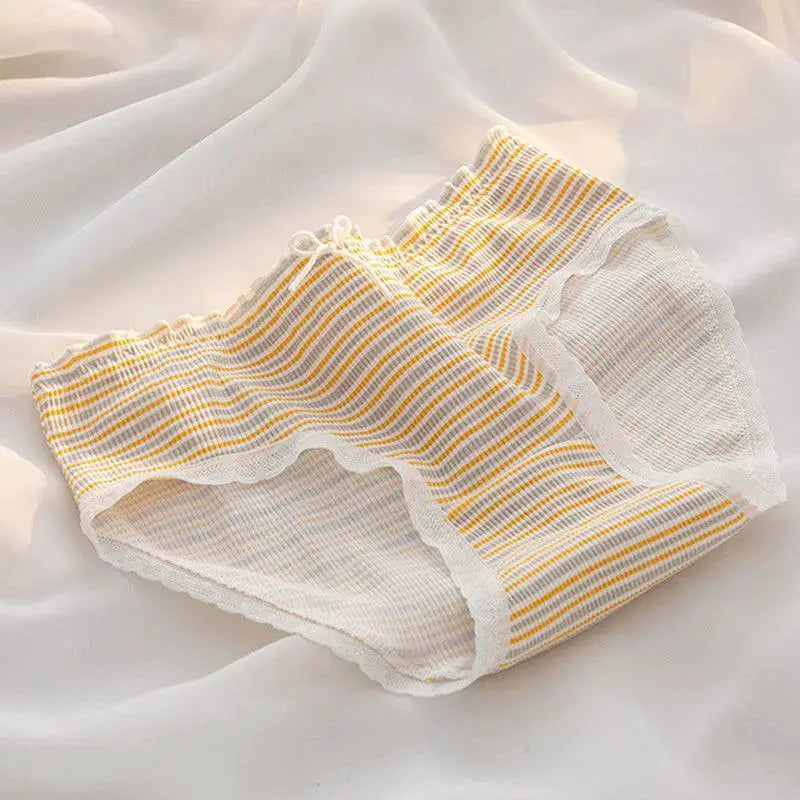Floral Lace Cotton Underwear Set Feminine Comfort Style