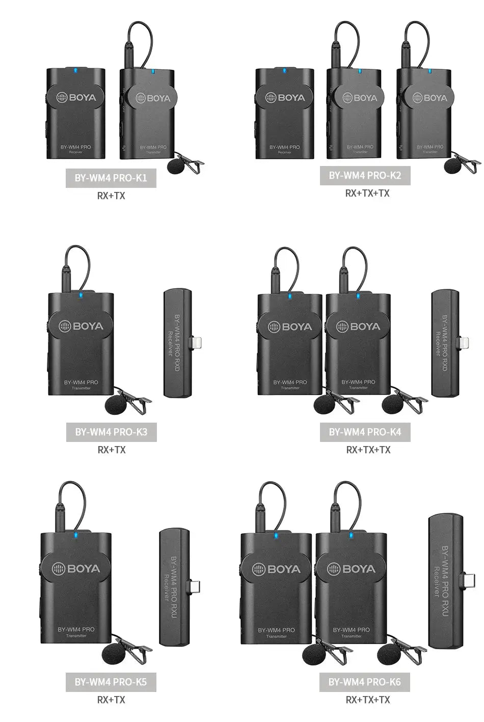 BOYA BY-WM4 PRO 2.4Ghz Wireless Lavalier Lapel Microphone System for iphone Huawei Android Camera PC interviews Live Streaming