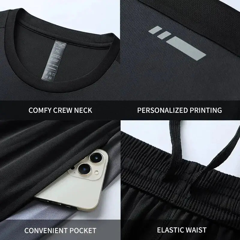 Mens Ice Silk Quick Dry Sportswear Set For Fitness Training