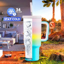 Meoky 40oz Tumbler Handle Straw Stainless Steel Cup Gift