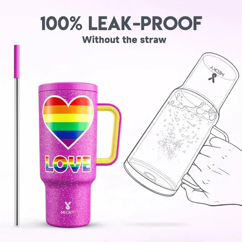 Meoky Cup 40oz Large Tumbler With Straw Lid Insulation