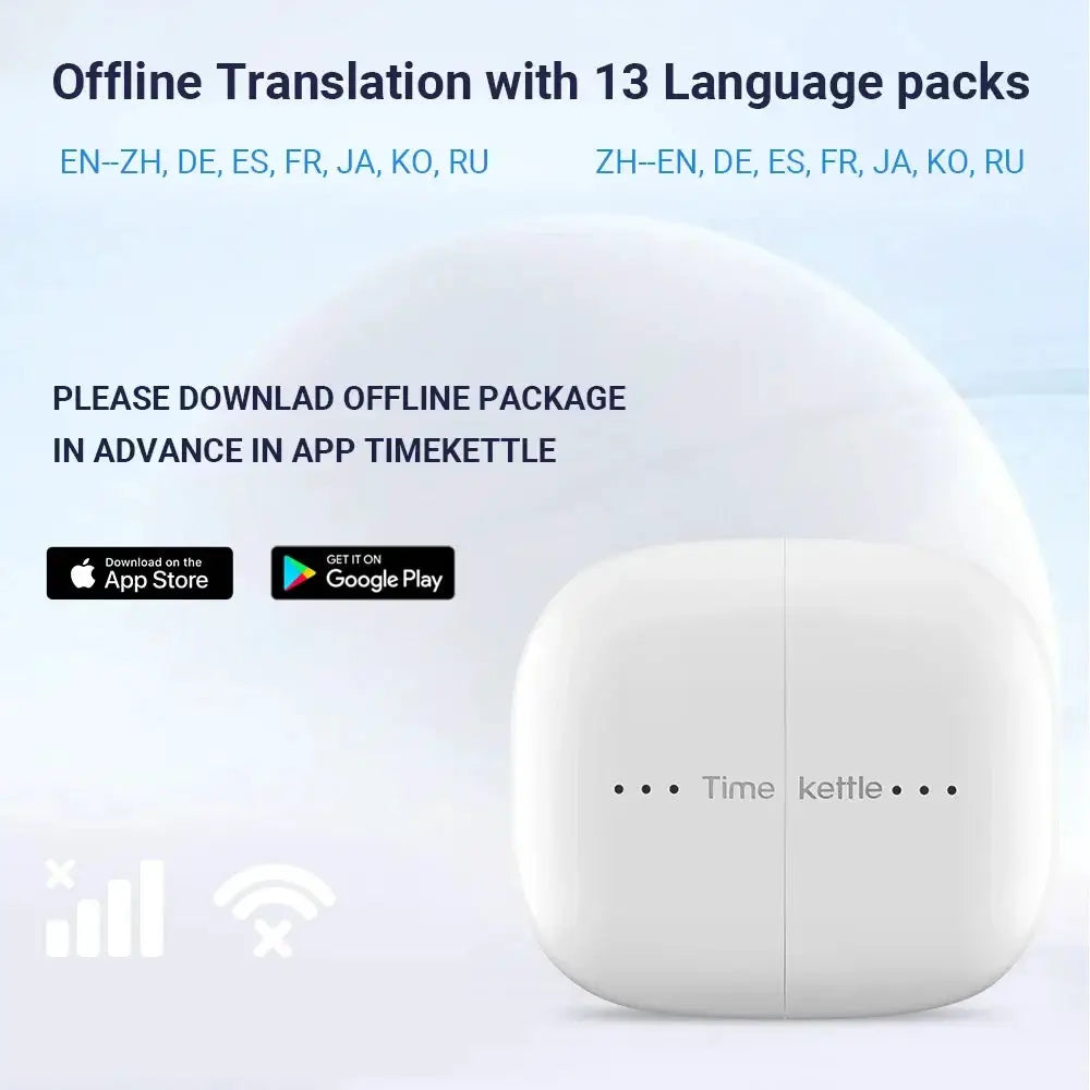 TimeKettle M3 Language Translator Headset for Travel Earbuds