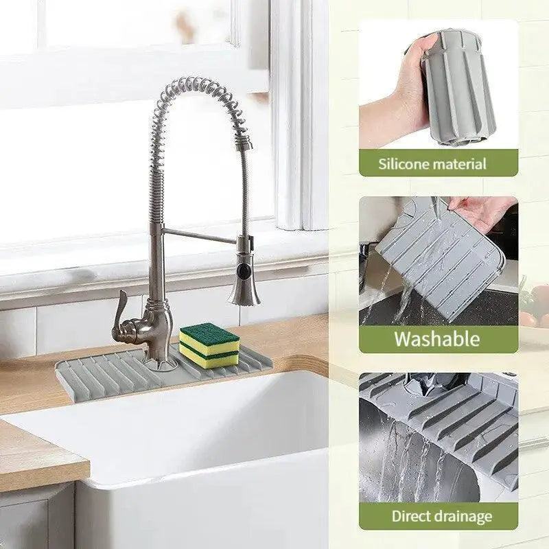 Silicone Kitchen Faucet Mat And Sponge Holder Wall Mounted