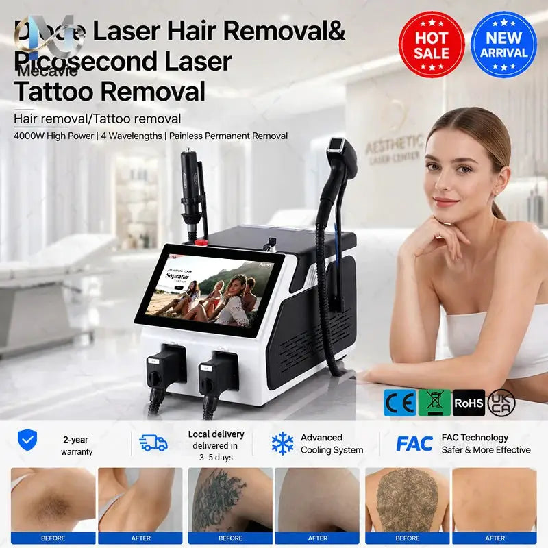 New 2-in-1 Diode Laser & Picosecond Laser Machine 808nm Hair Removal Pico Tattoo Pigment Removal Skin Rejuvenation Beauty Device