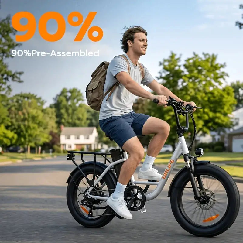 F66 Low-Speed Electric Bicycle, 15.53MPH E-Bike, 500W Peak Motor, 48V13Ah Battery, 20-Inch Fat Tire, Color LCD Display for Urban & Outdoor Riding
