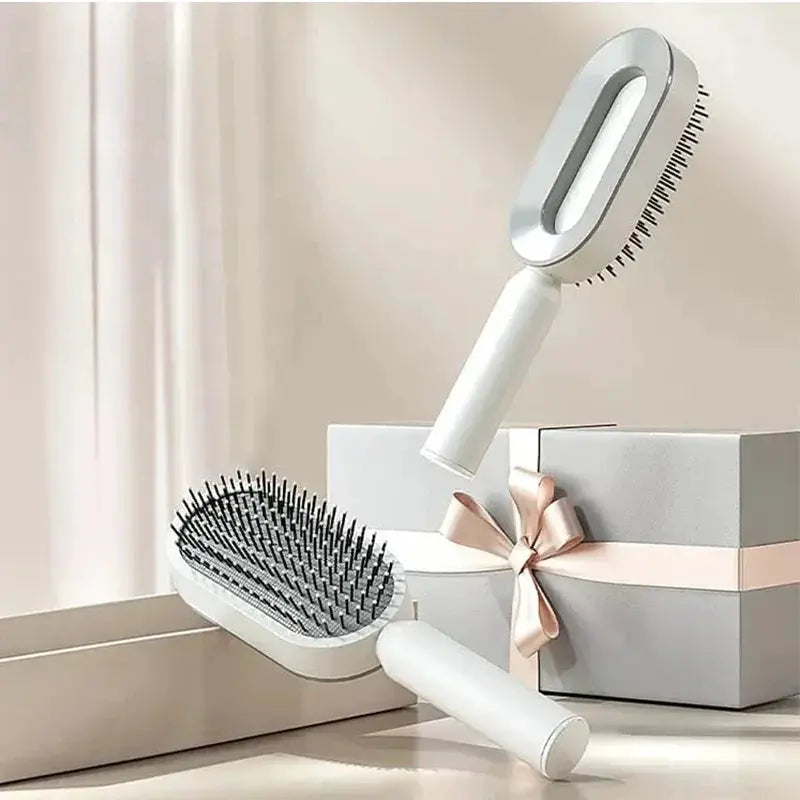 Self Cleaning Hair Brush For Thick Hair With Air Cushion