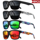 Square Sunglasses For Men Women - UV400 4 Pcs Set