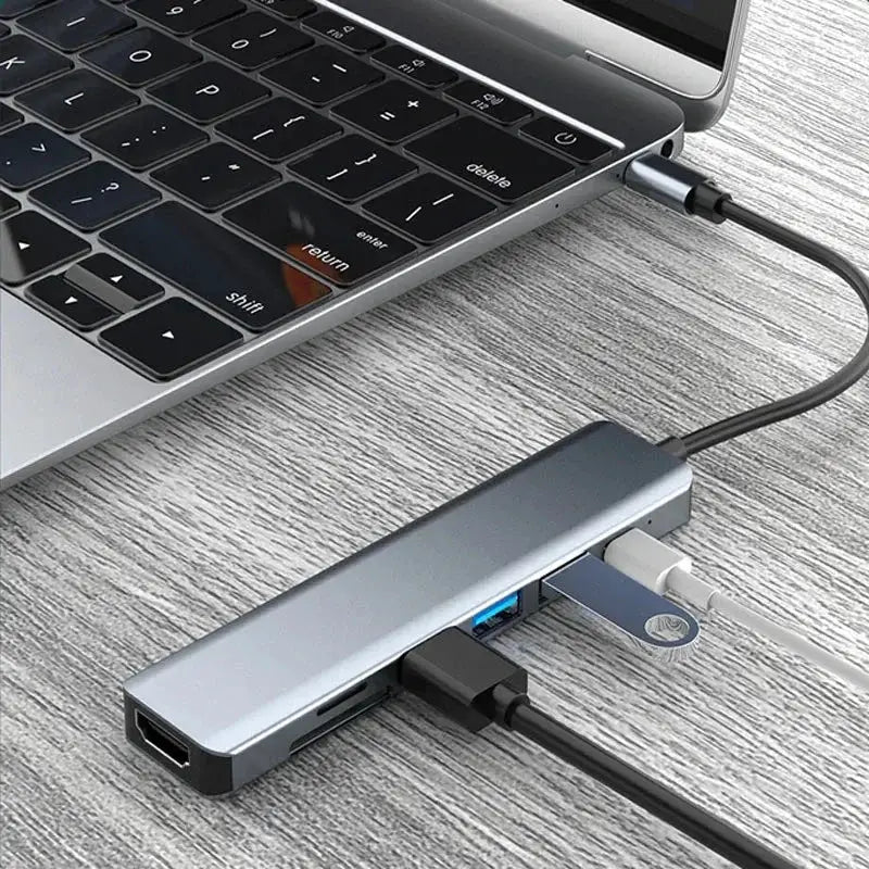 8 Port USB C Hub 2 In 1 Multiport Adapter For MacBook