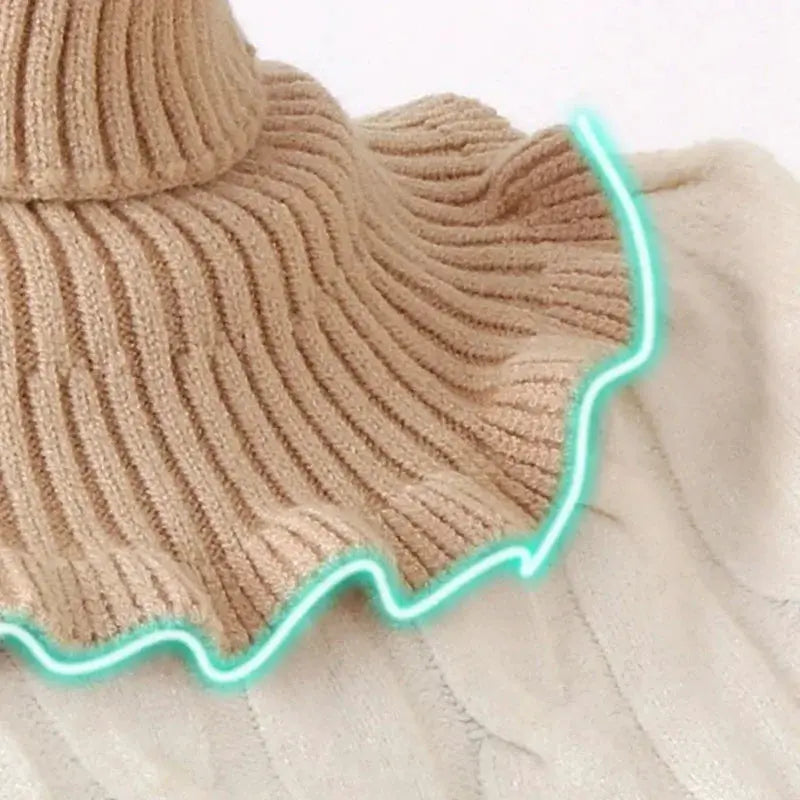 Warm Knitted Collar Women Turtleneck Detachable Neck Scarf