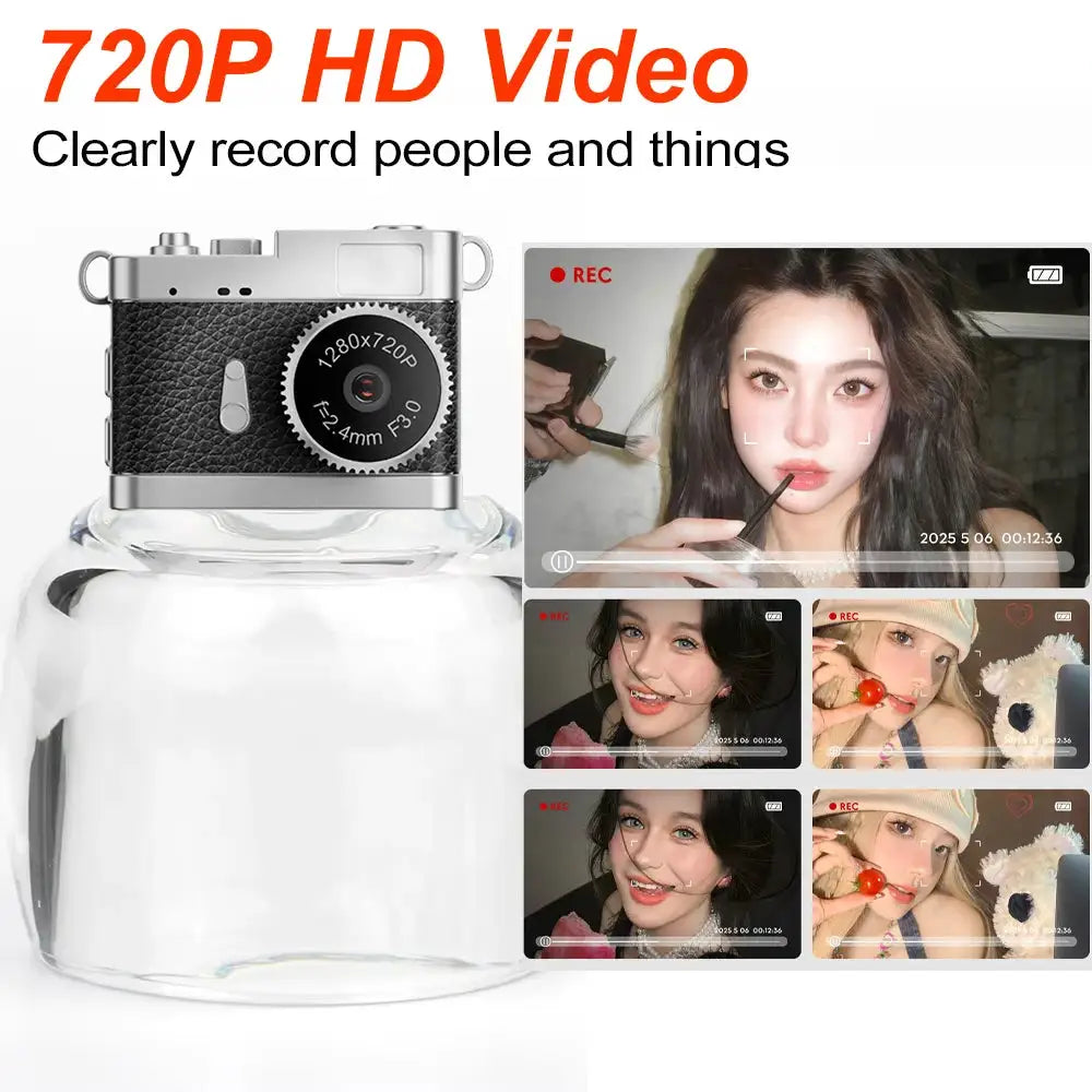 Ourlife Retro Camera 720p Portable Vintage Very Small Camcorder 0.96 Inch Screen CCD Mini Camera Indoor Outdoor Support TF Card